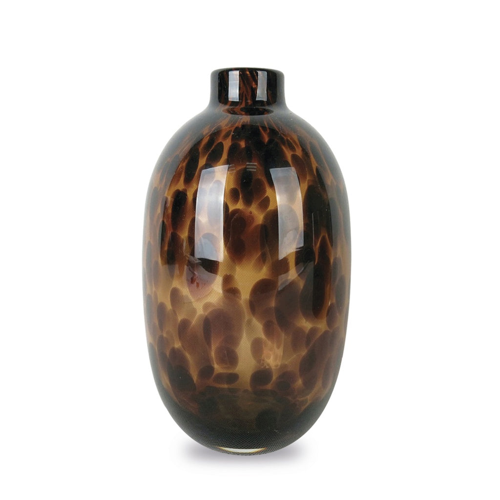 Vase en Verre Moucheté Brun Léopards H.20 cm - Opjet