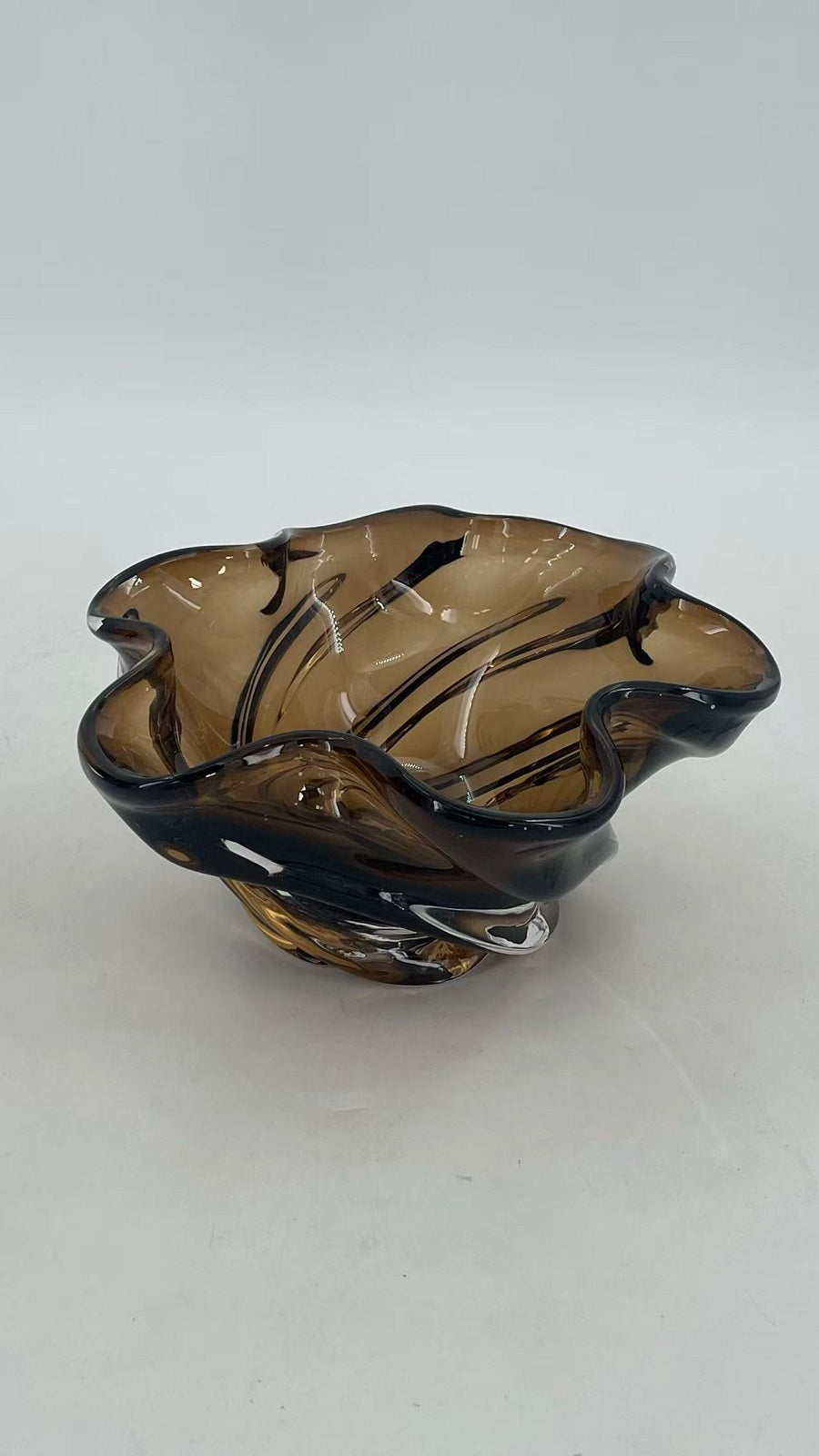 Coupe en Verre Brun, Forme Organique - Fancy