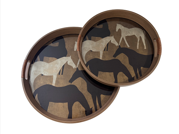 Plateau Rond en Bois "Horses" - Fancy