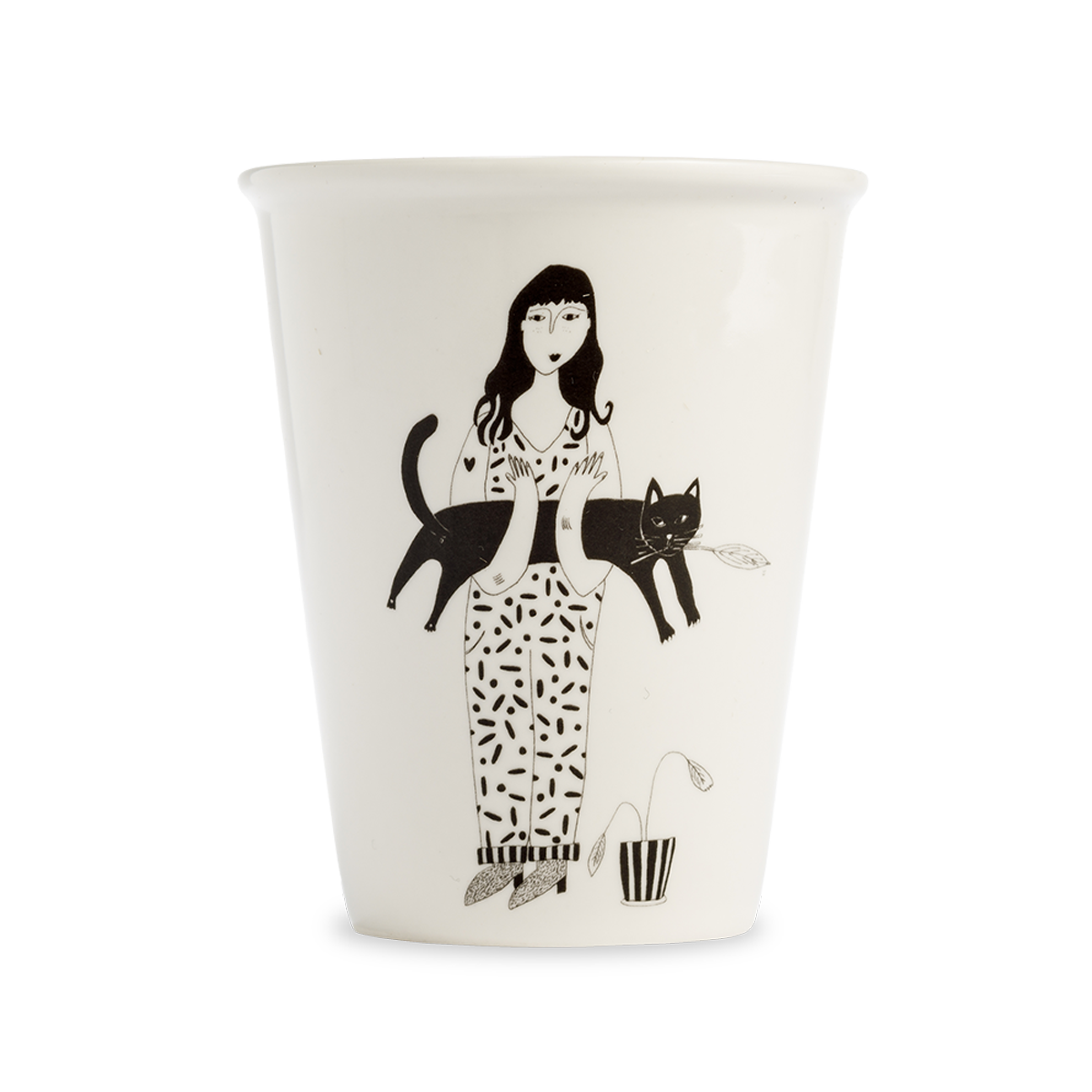 Tasse en Porcelaine avec Illustration Chat Noir - Helen B