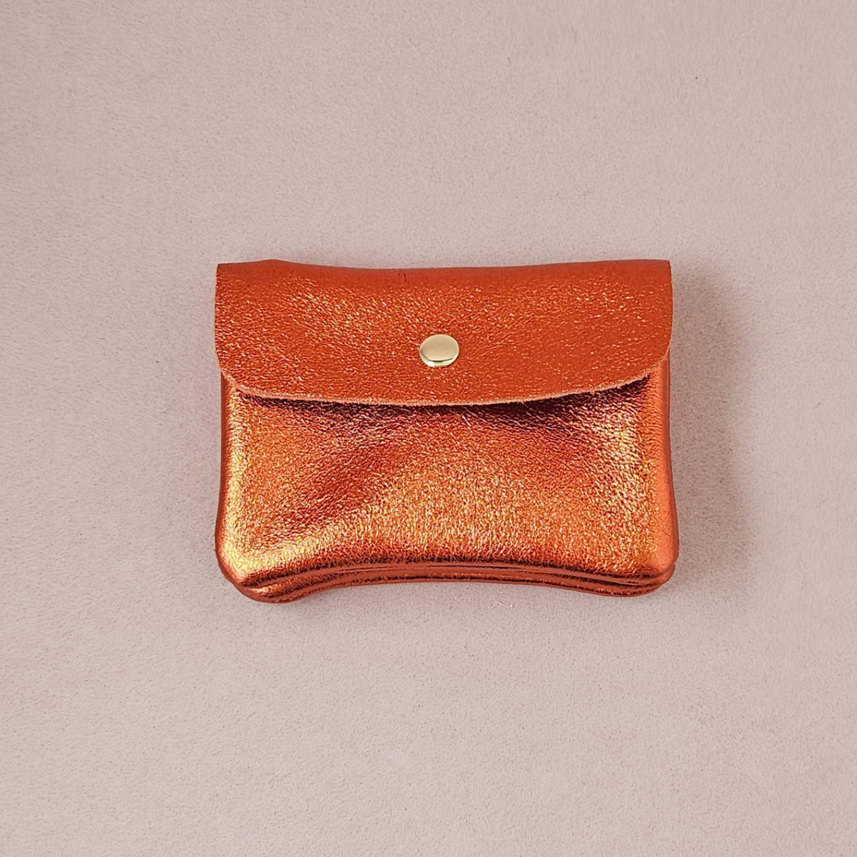 Porte-Monnaie en Cuir de Vachette Métallisé 11x8 cm