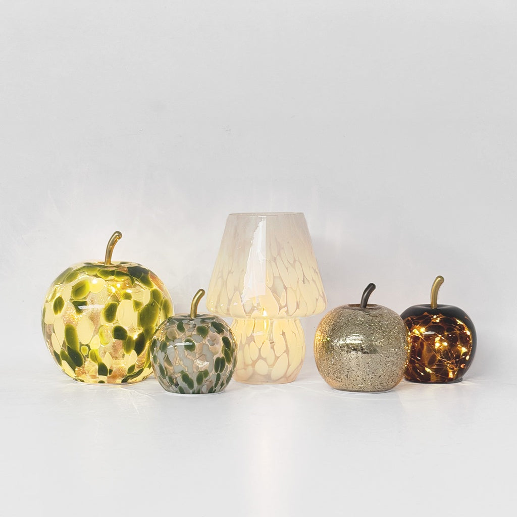Veilleuse LED Pomme en Verre Moucheté Léopard - Opjet