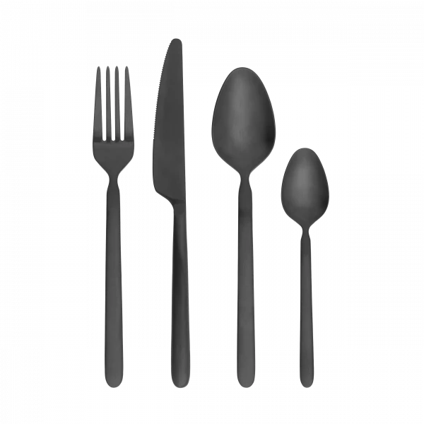 Ensemble de Couvert 16 Pièces Stella en Acier Noir - Blomus