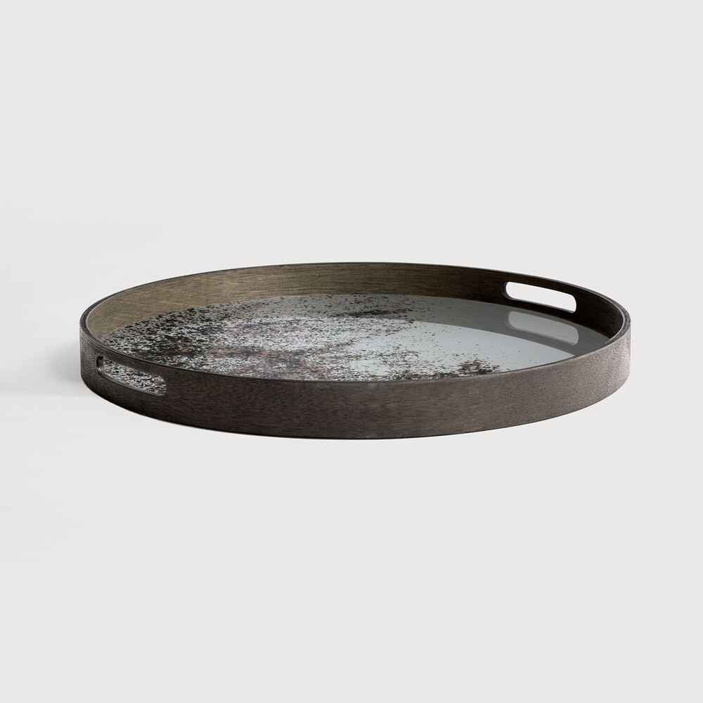 Plateau Clear en Miroir Vieilli et Bois D.61cm - Ethnicraft