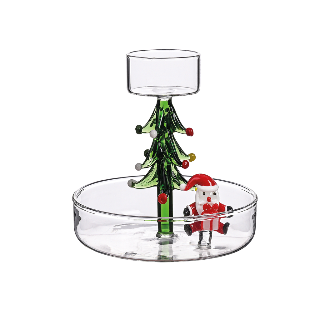 Bougeoir en Verre 3D Sapin du Père Noël - Opjet