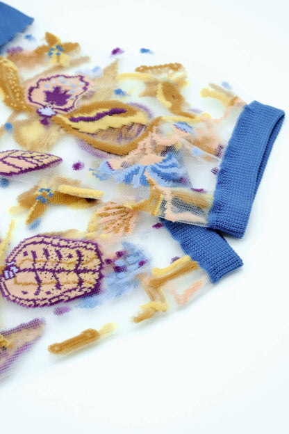 Chaussettes Transparentes à Fleurs Floralia Bleue - Atelier St Eustache
