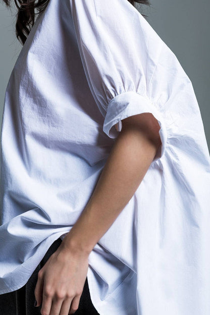Blouse blanche oversize à manches courtes