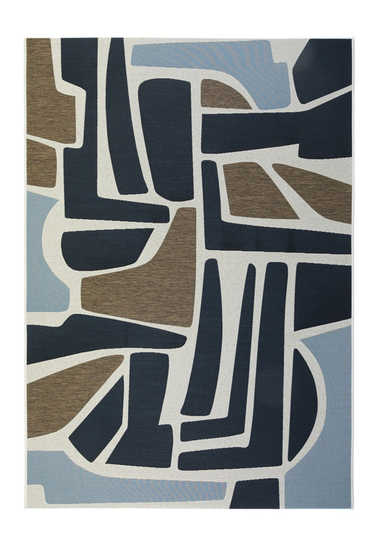 Tapis d’Extérieur Tamara Géométrique Bleu, Noir ou Prune 160 x 230 cm - Idaho
