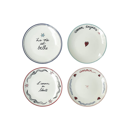 Set de 4 Assiettes Amour en Liberté D.19 cm - Opjet