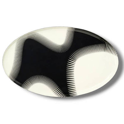 Plateau Ovale Wave Noir en Métal Style Contemporain 30/ 18 CMGangzaï