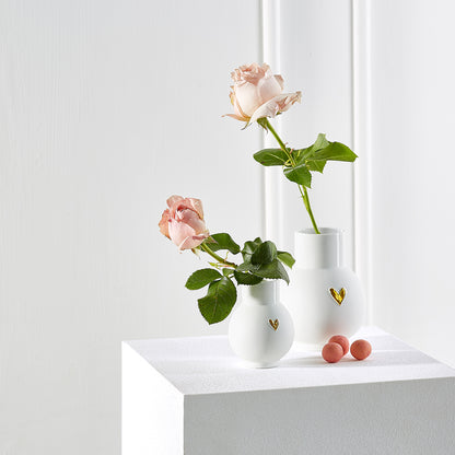 Vase en Porcelaine Coeur Doré/Argenté, 2 Tailles - Räder