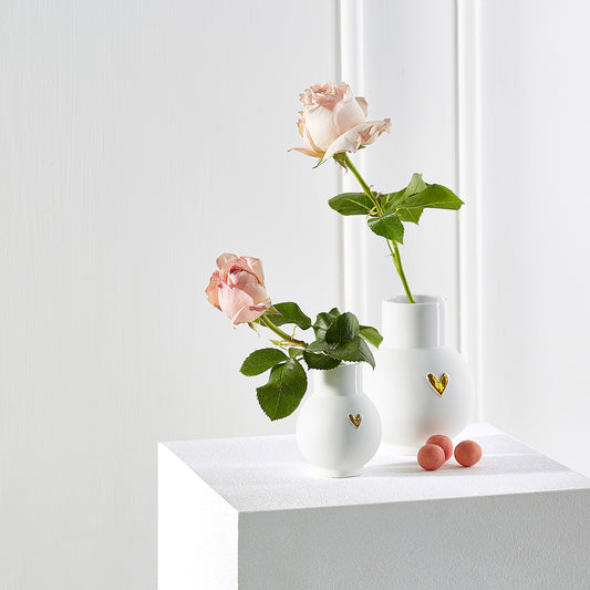 Vase en Porcelaine Coeur Doré/Argenté, 2 Tailles - Räder