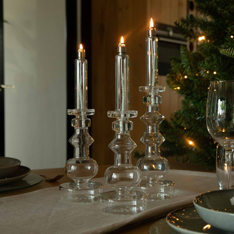 Bougeoir Lampe à Huile en Verre Transparent ou Fumé - Peri Living