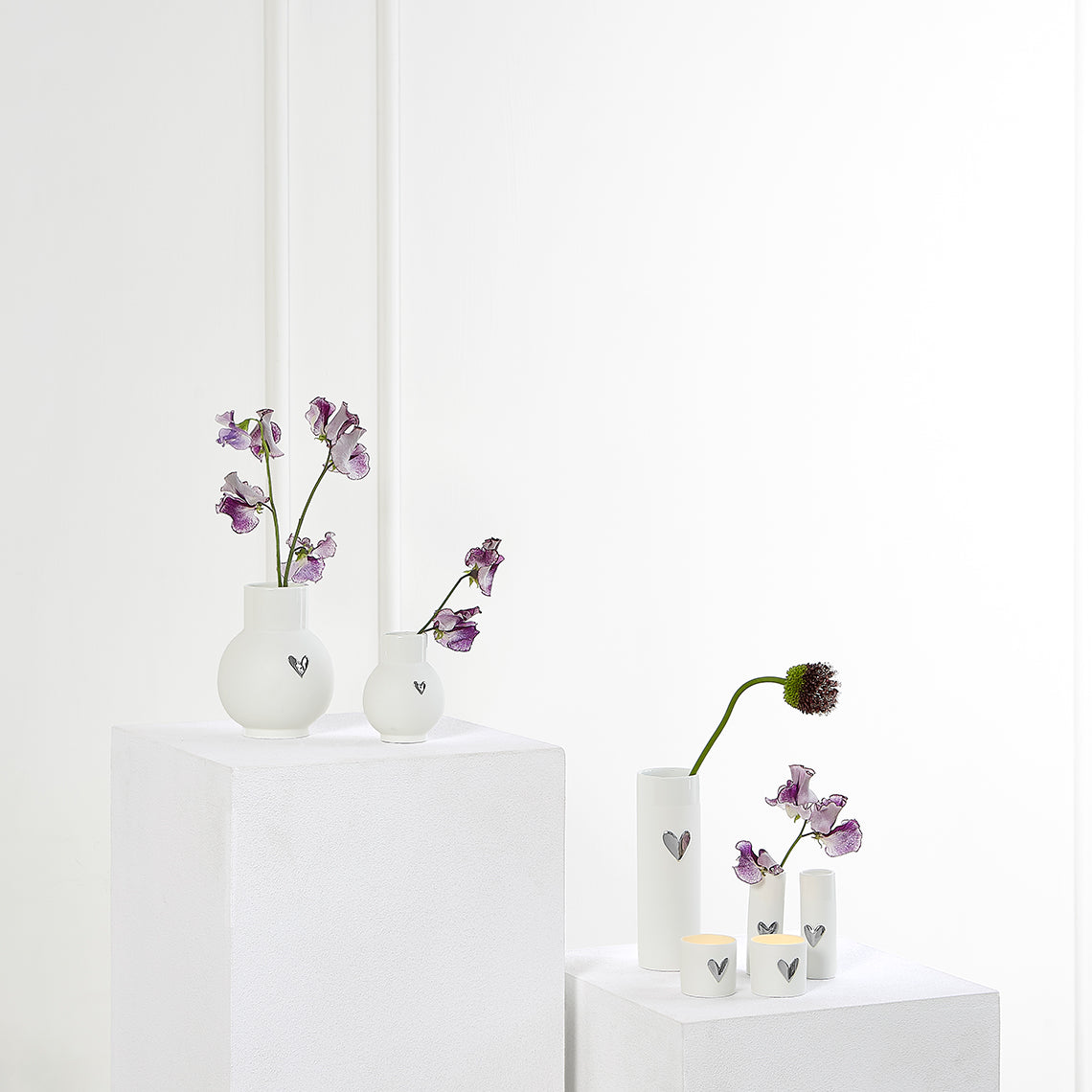 Vase en Porcelaine Coeur Doré/Argenté, 2 Tailles - Räder