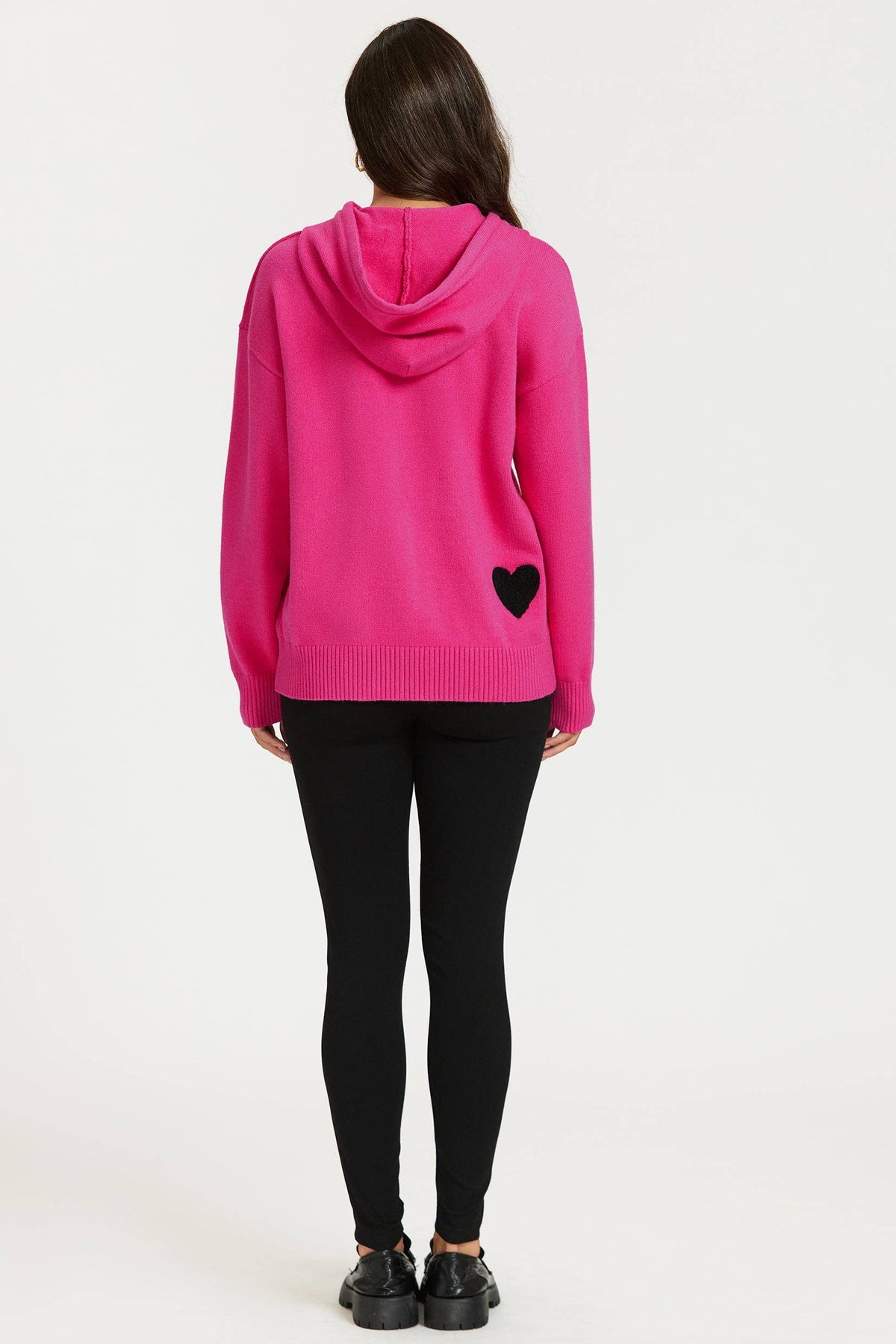 Sweat à Capuche Rose Brodée avec Coeur - FS Collection