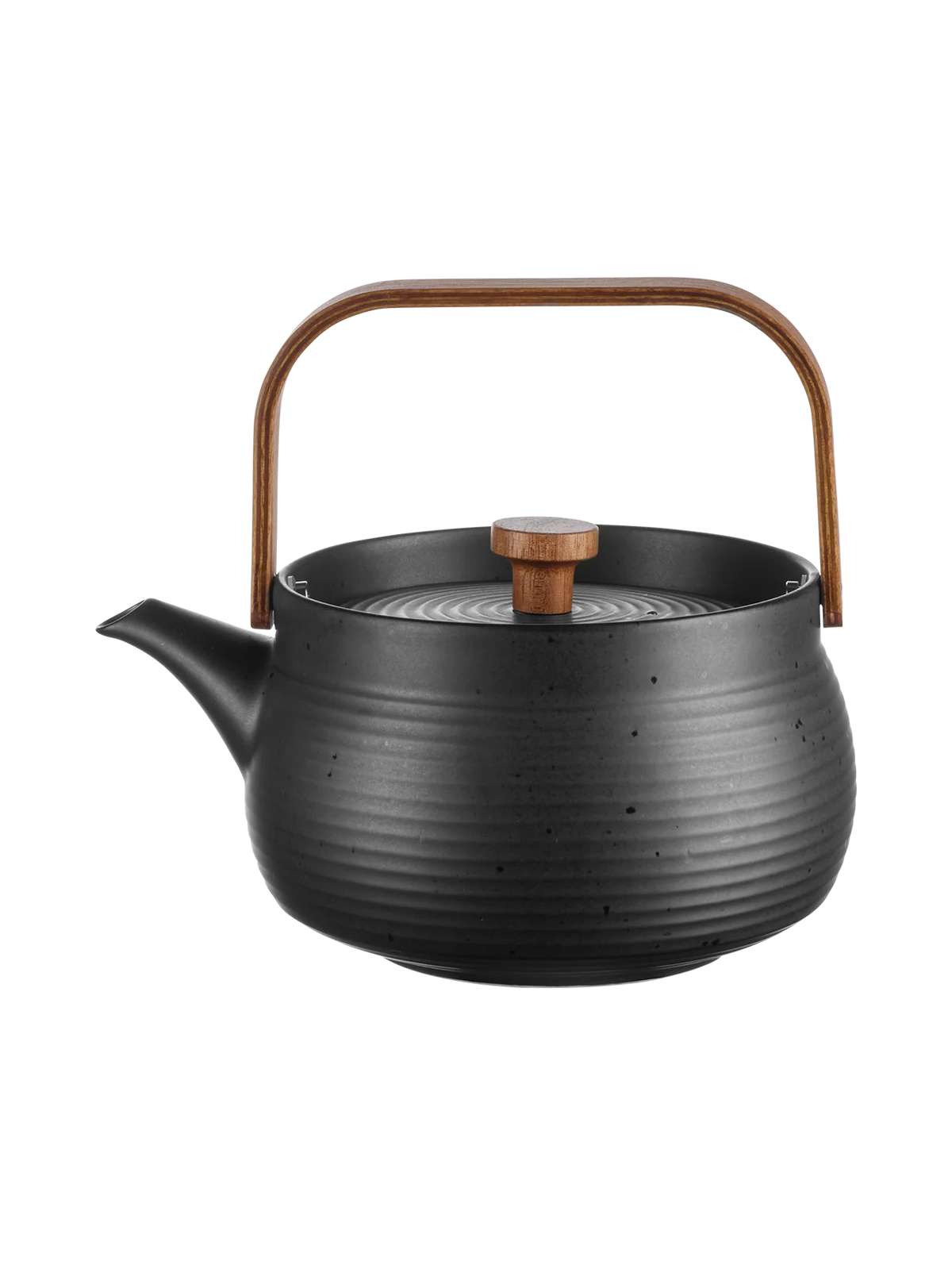 Théière en Porcelaine Noir avec Anse en Bois Japandi - ASA