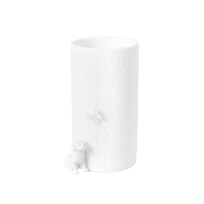Vase en Porcelaine Blanche Chien & Papillon H.13 cm / H.17 cm - Räder