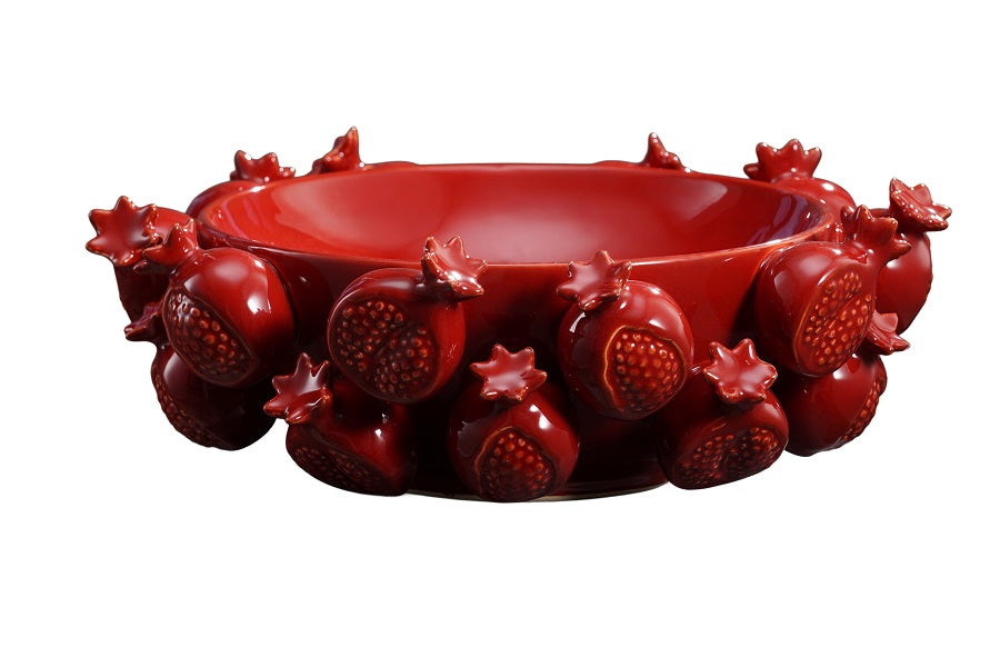 Coupe en Céramique Vert ou Rouge Couronne de Fruits (Figue ou Grenade) - Fancy
