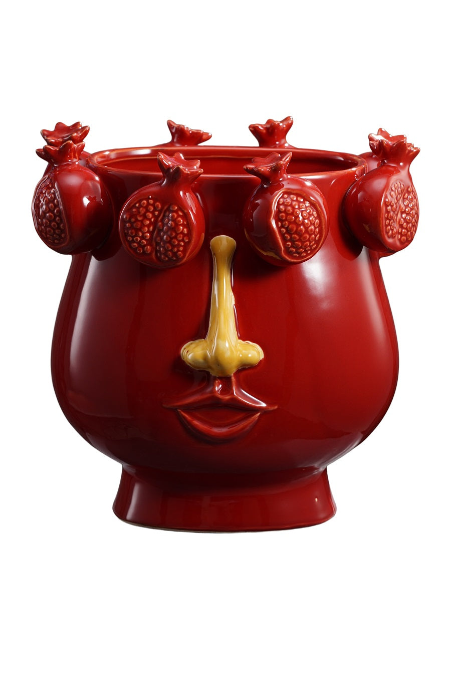 Vase en Céramique Visage Couronne de Fruit, Vert ou Rouge - Fancy