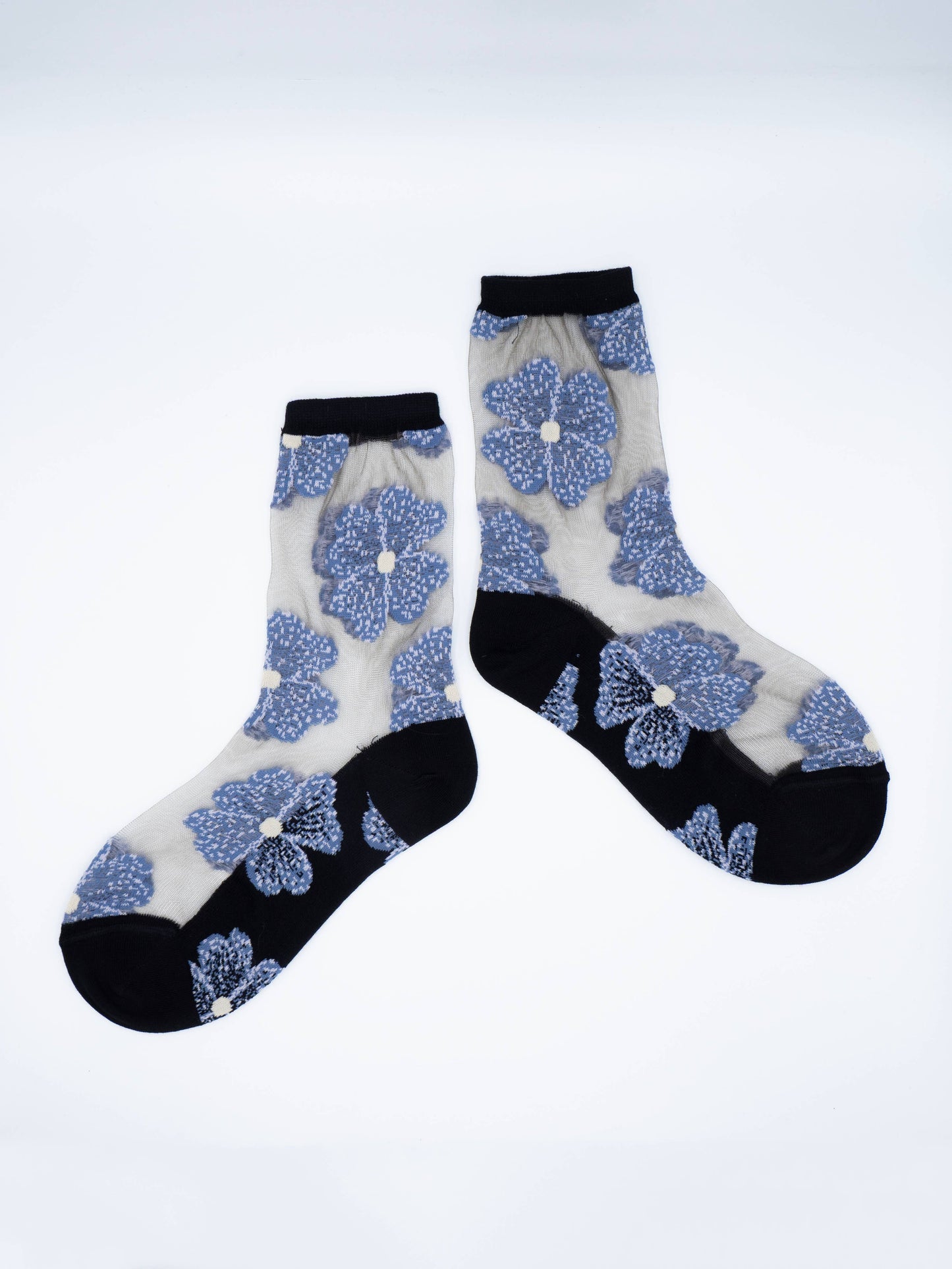 Chaussettes Transparentes Fleurs Bleues ou Mauve Murano - Atelier St Eustache