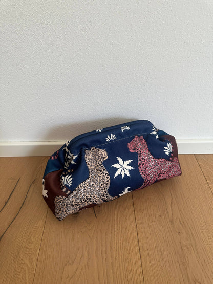 Pochette Clutch Jungle Noir/Marron Bandoulière à Chaîne en Polyester 21x31 cm