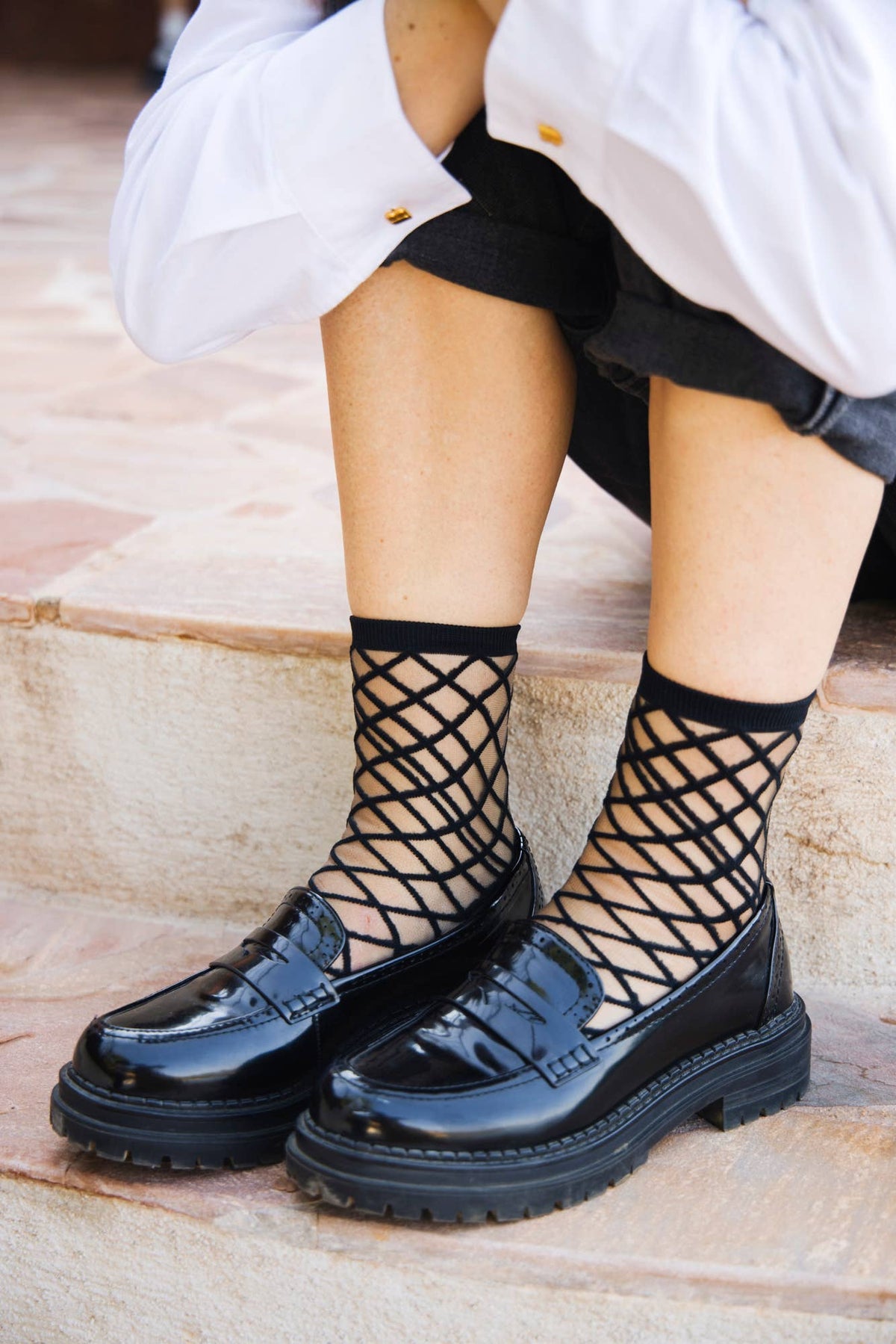 Chaussettes Transparentes Brooklyn Bridge Black Résille - Atelier St Eustache