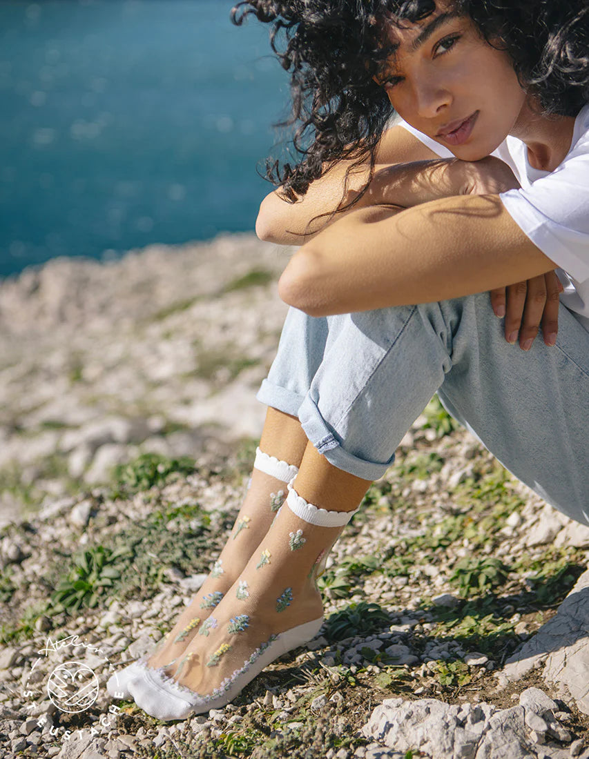 Paire de Chaussettes Transparentes Fleurs des Champs - Atelier St Eustache