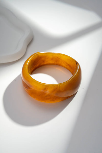 Trio de Bracelets Jonc en Résine Écru, Terracotta & Brun