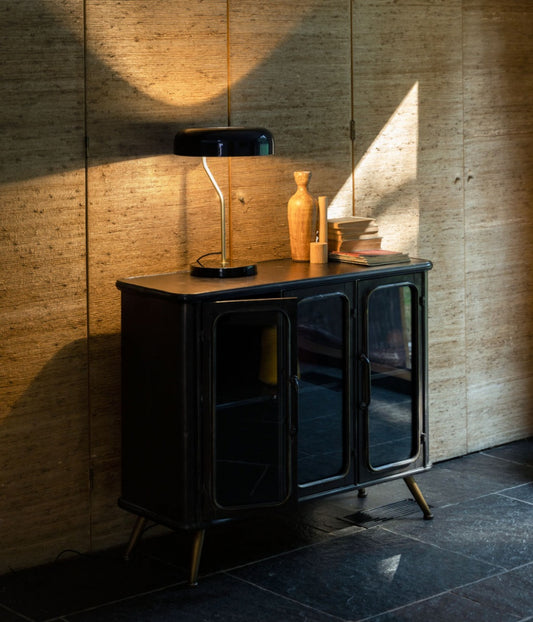 Lampe de Table Eclipse Noire  pied doré - DutchBone