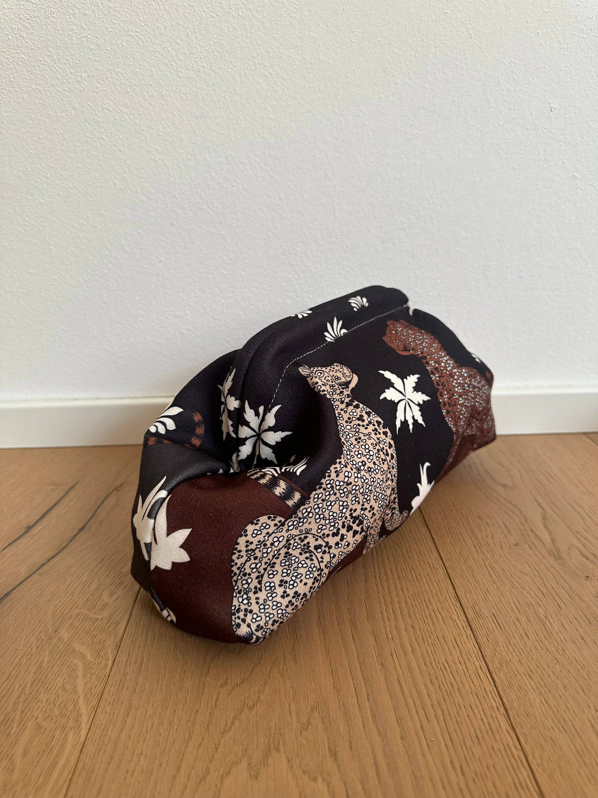 Pochette Clutch Jungle Noir/Marron Bandoulière à Chaîne en Polyester 21x31 cm