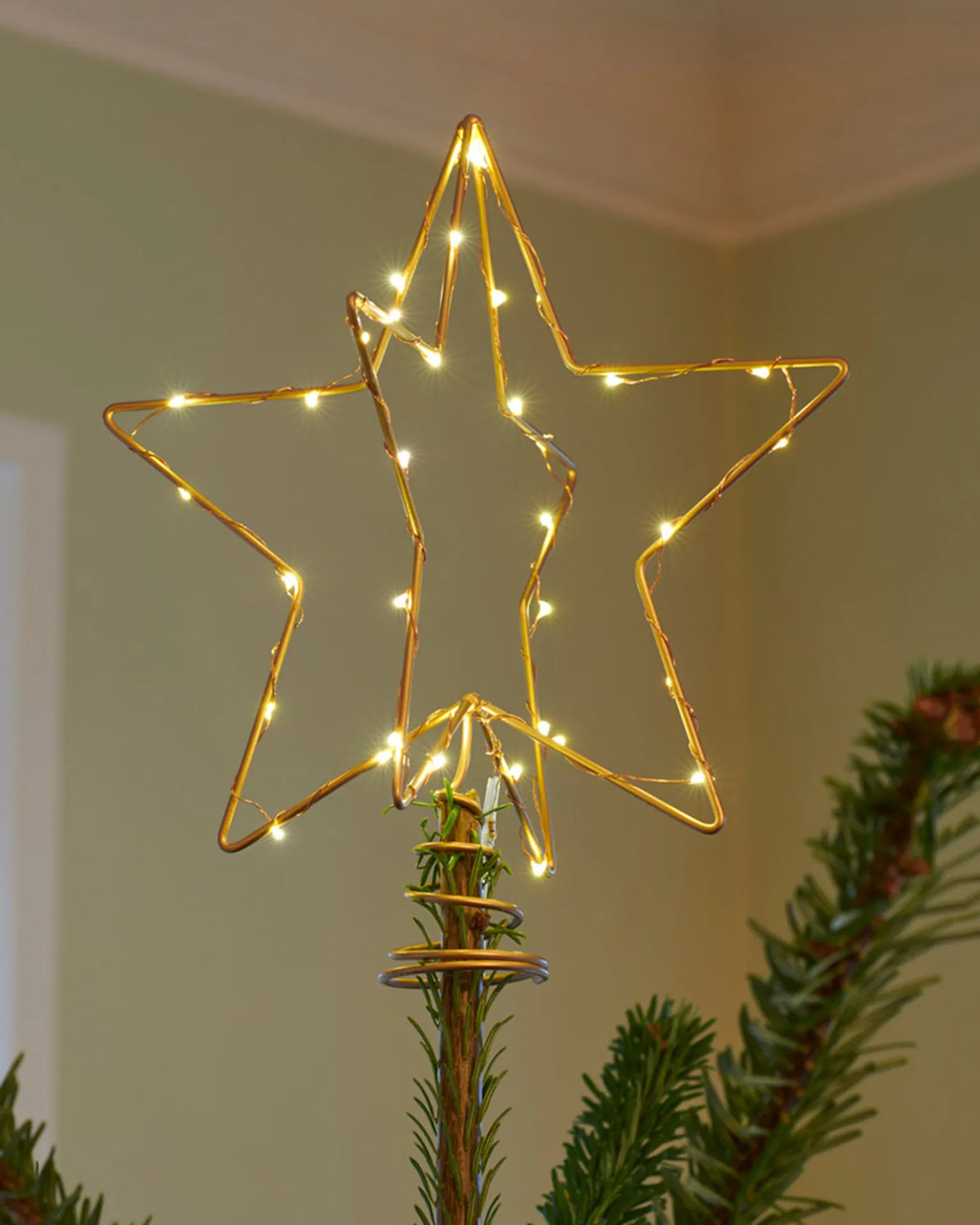 Cimer Double-Étoiles de Noël pour Sapin Dorée Lumineuse - Sirius