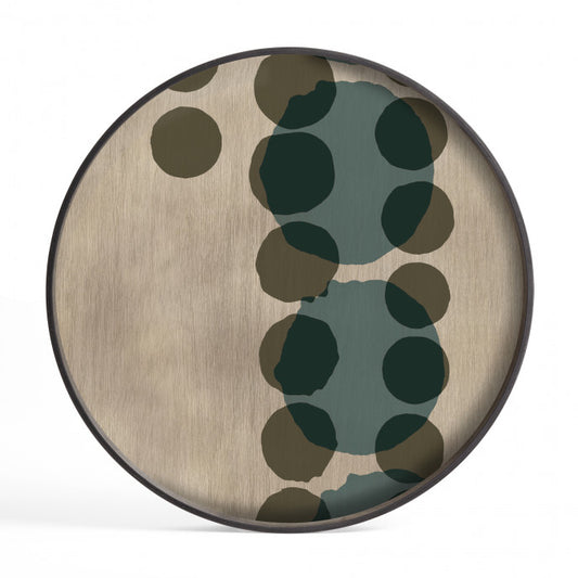 Plateau en Verre Organic Connected Dots Verts 61CM - Etnicraft