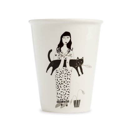 Tasse en Porcelaine avec Illustration Chat Noir - Helen B