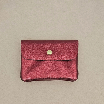 Porte-Monnaie en Cuir de Vachette Métallisé 11x8 cm