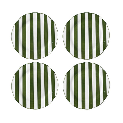 Set de 4 Assiettes Plates Trattoria Motif Rayé Sable, Rose, Bleu ou Kaki - Opjet