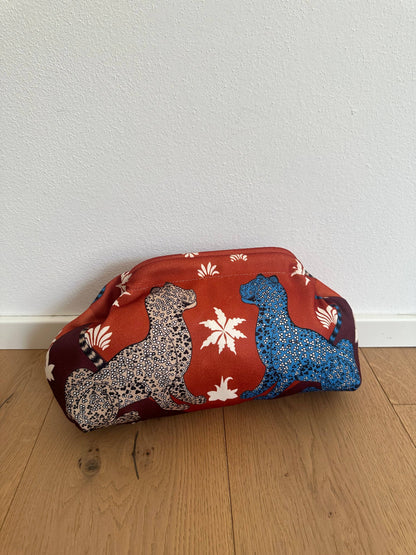 Pochette Clutch Jungle Noir/Marron Bandoulière à Chaîne en Polyester 21x31 cm