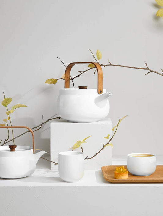 Théière en Porcelaine avec Anse en Bois Japandi - ASA