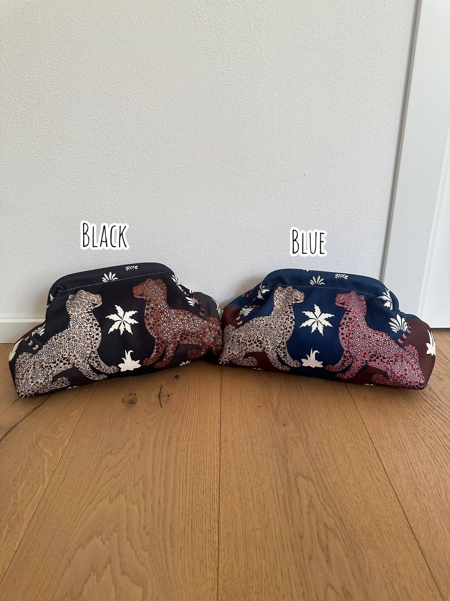 Pochette Clutch Jungle Noir/Marron Bandoulière à Chaîne en Polyester 21x31 cm