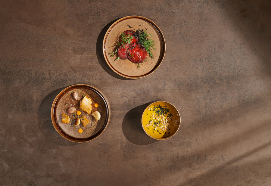 Set de 6 Assiettes Plates en Grès Brun ou Carbonne Gobi - Asa