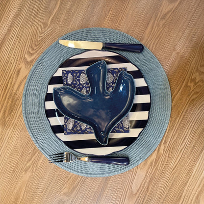 Set de 4 Assiettes Plates Trattoria Motif Rayé Sable, Rose, Bleu ou Kaki - Opjet