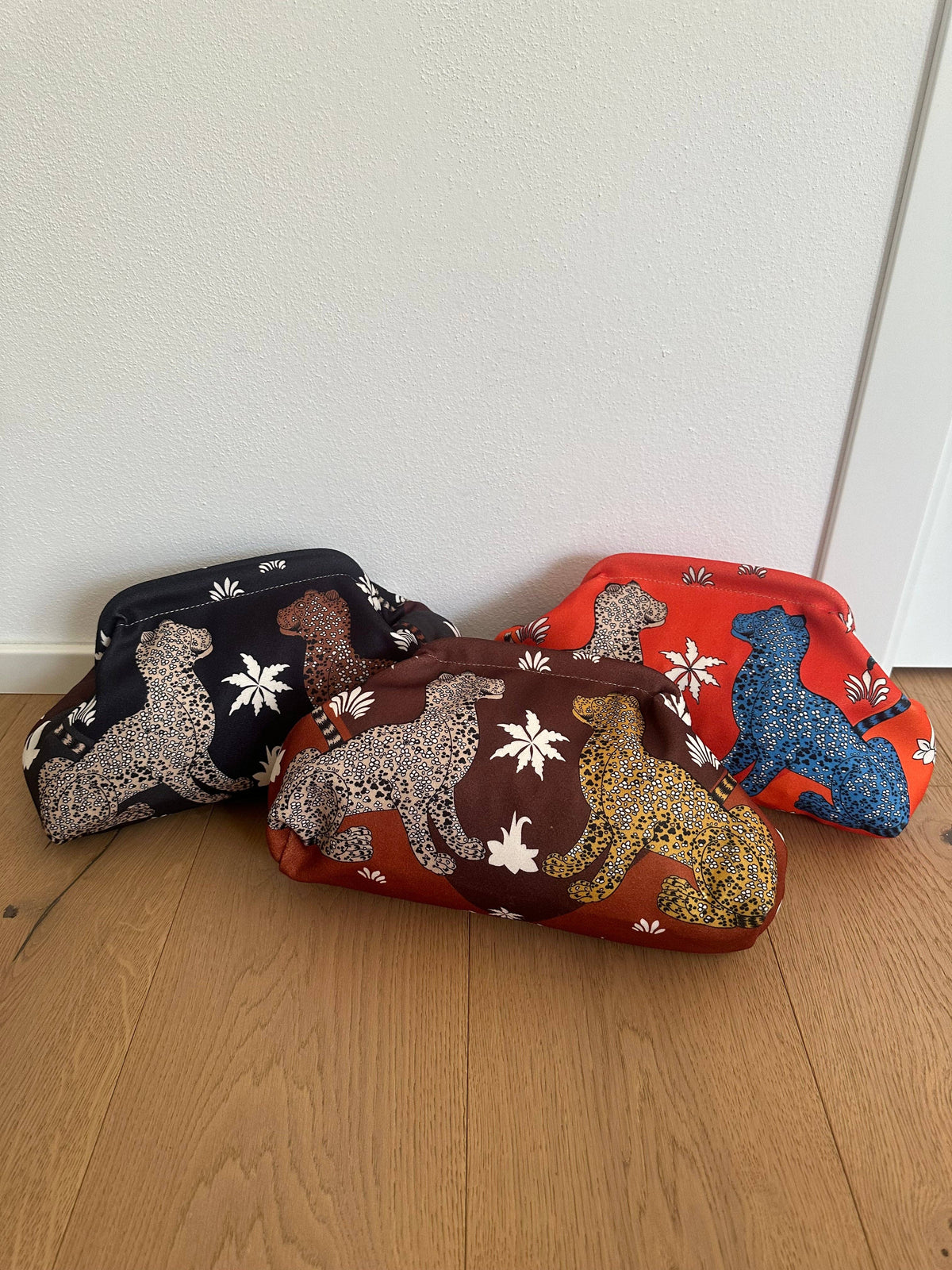 Pochette Clutch Jungle Rouille en Polyester, Bandoulière à Chaîne 21x31 cm