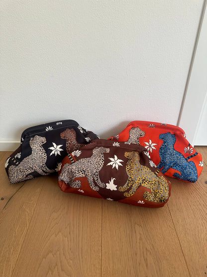Pochette Clutch Jungle Rouille en Polyester, Bandoulière à Chaîne 21x31 cm