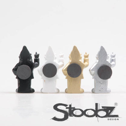 Stoobz Aimant nain | Noir Blanc Or Argent 8 cm