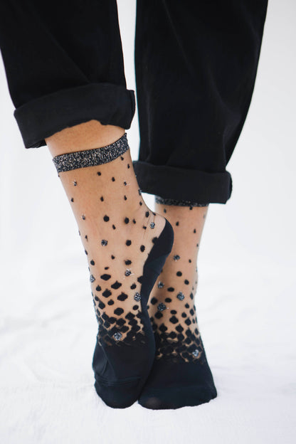Paire de Chaussettes Nakameguro (Denim, Noir, Or, Silver) - Atelier Saint Eustache