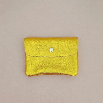 Porte-Monnaie en Cuir de Vachette Métallisé 11x8 cm