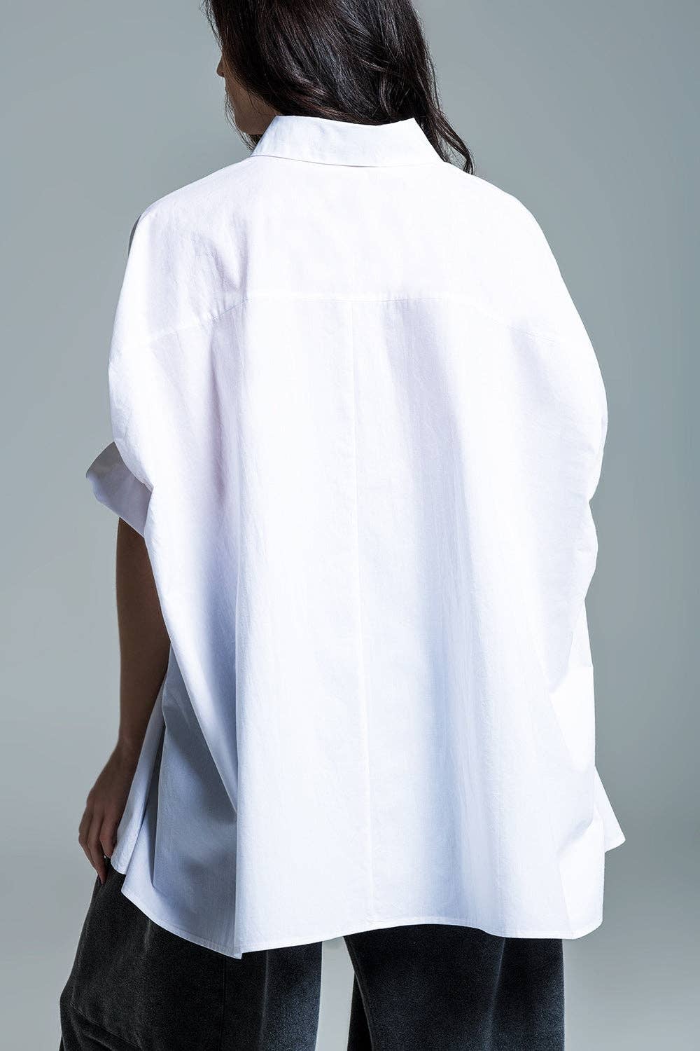 Blouse blanche oversize à manches courtes