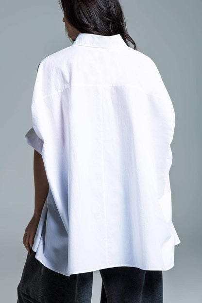 Blouse blanche oversize à manches courtes