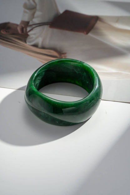 Trio de Bracelets Jonc en Résine Assortis Écru, Bordeaux & Vert