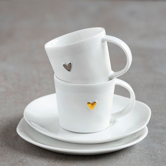 Tasse à Expresso Coeur & Soucoupe en Porcelaine - Räder