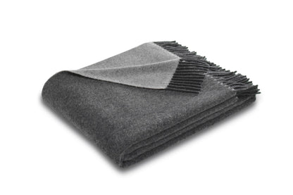 Plaid en Laine Double Face Anthracite et Gris - Biederlack